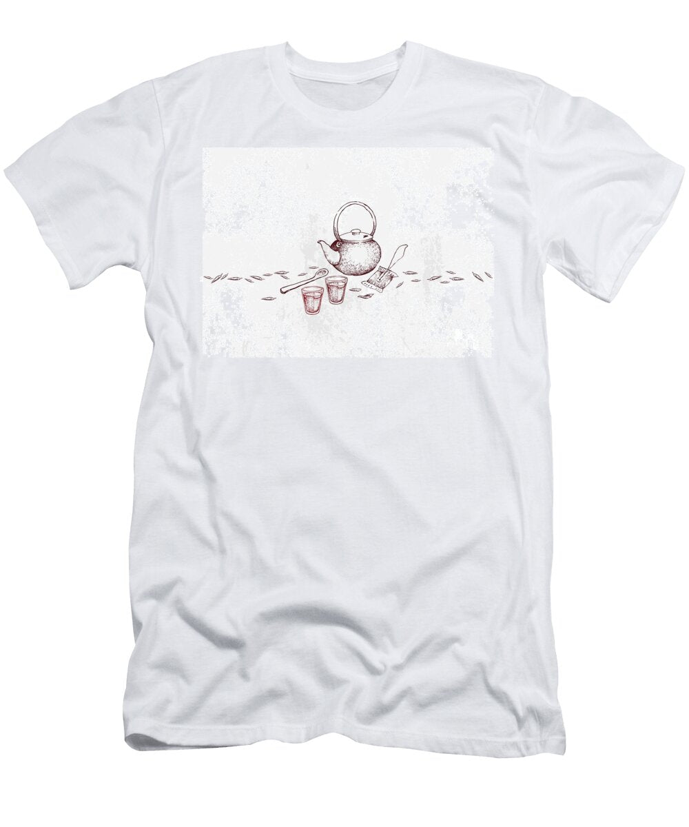 1 Hand Drawn of Glass of Tea with Pot and Tea Bag Iam Nee T-Shirt
