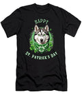 1 Husky Dog with Green Clover Bandana St Patricks Day Husky Maximus Designs T-Shirt