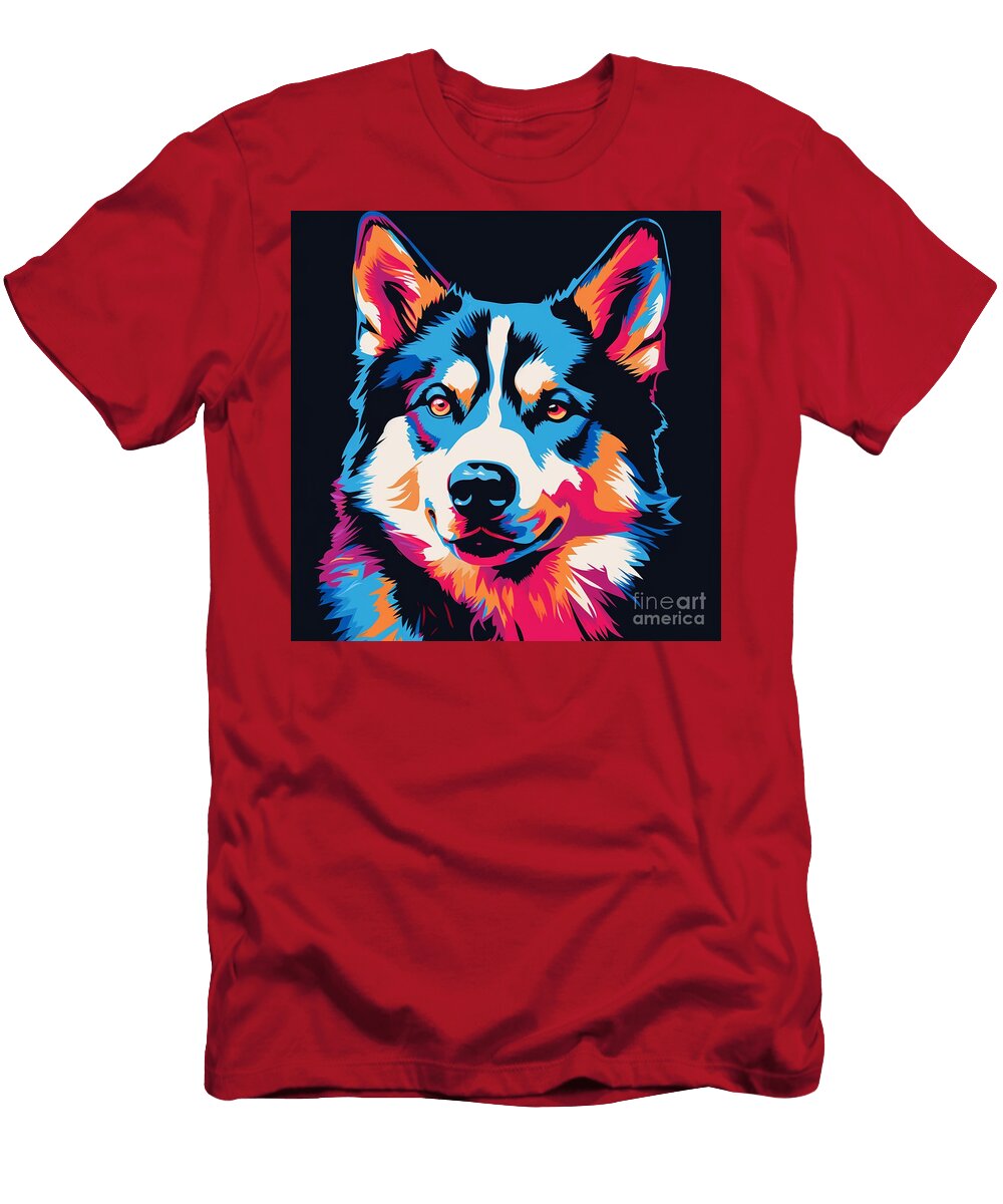 1 Husky Painted in the Style of Pop Art By Asar Studios Celestial Images T-Shirt