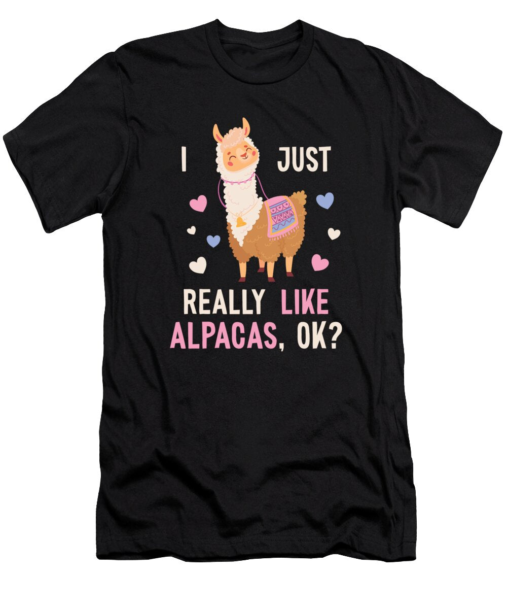 1 I Just Really Like Alpacas Llama Vicuna Guanaco Alpaca Graphics Lab T-Shirt