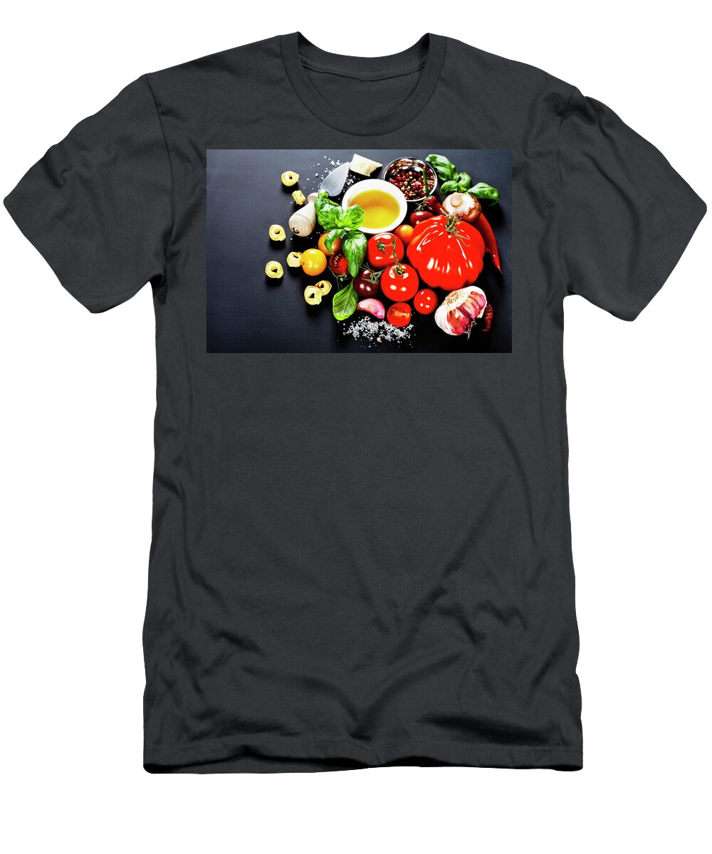 1 Italian Ingredients Pasta Vegetables Spices Cheese Natalia Klenova T-Shirt