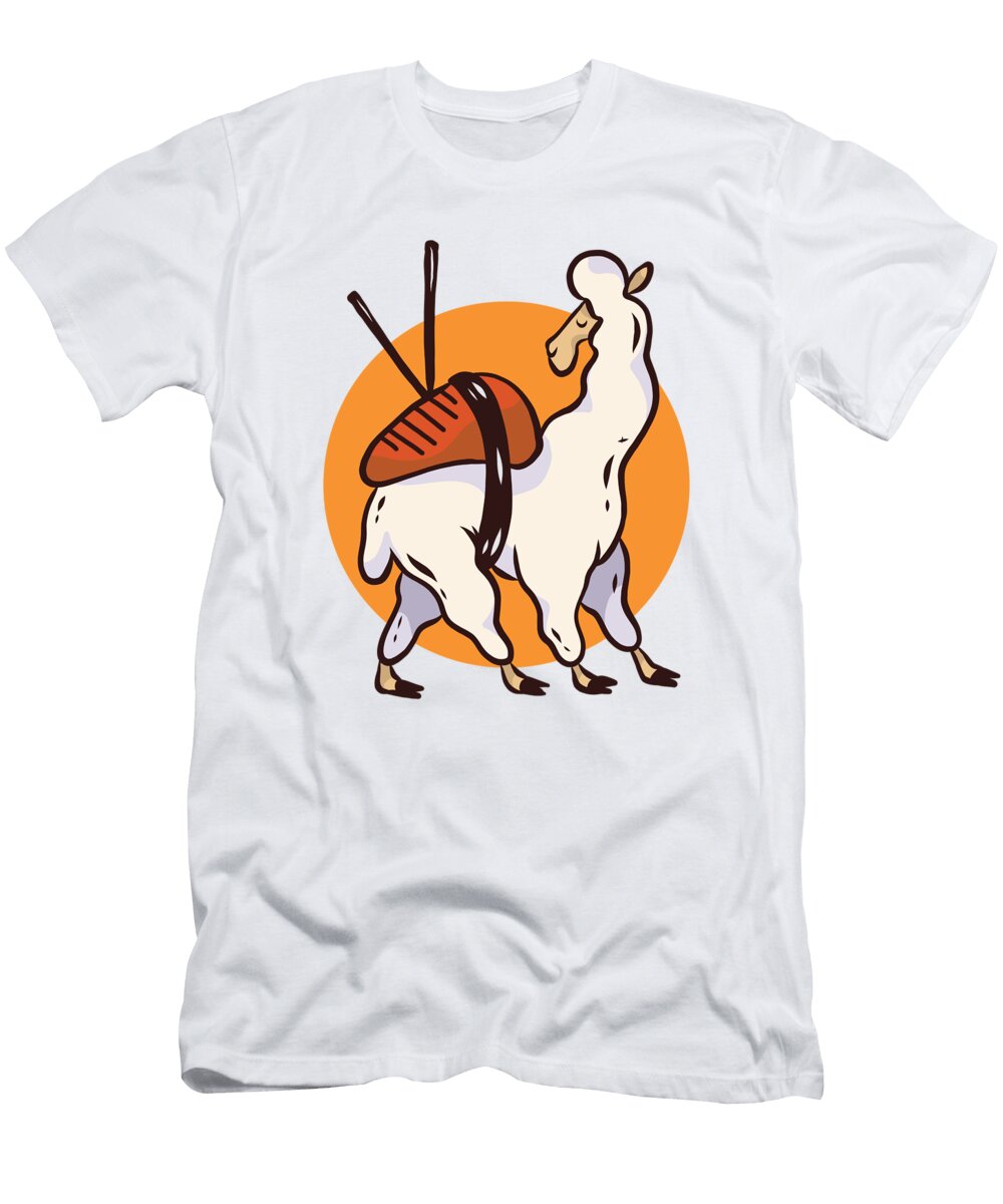 1 Japanese Cuisine Sushi Llama Cute and Funny Animal Art Designs T-Shirt