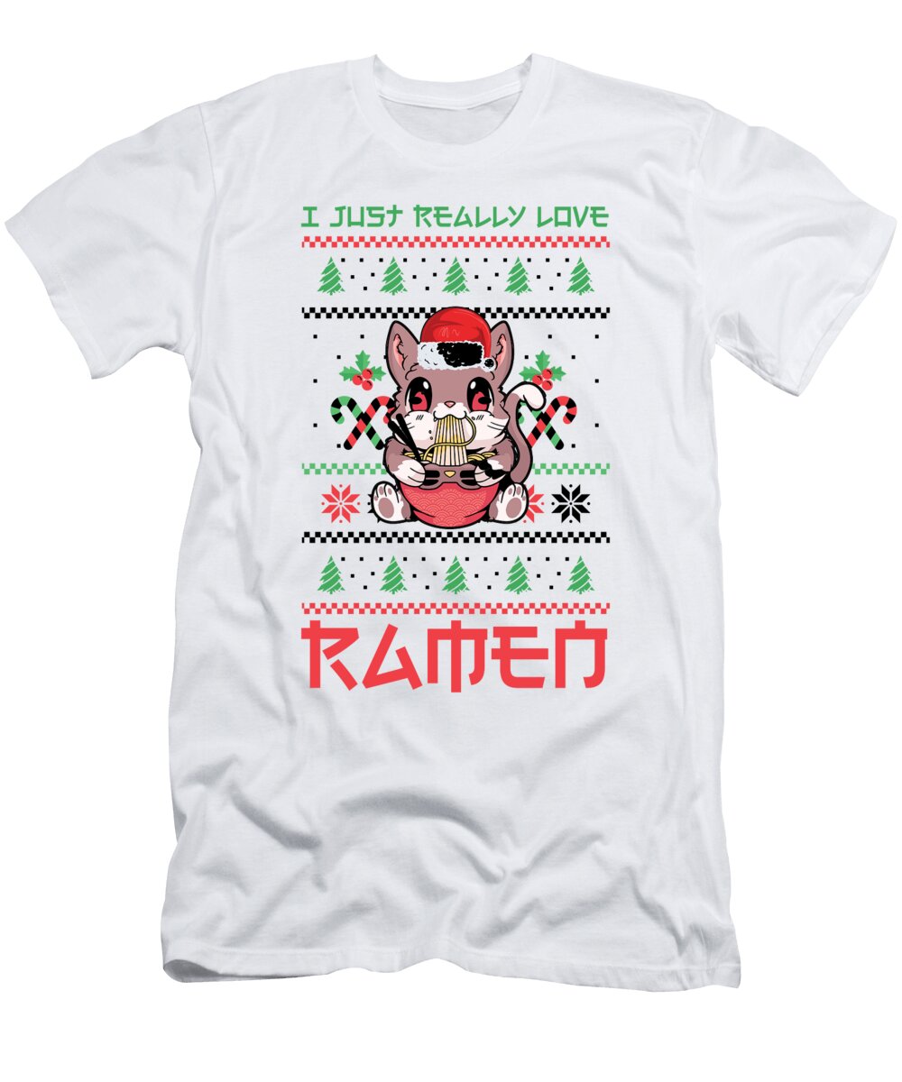 1 Just Really Love Ramen Xmas Kitten Christmas Cat Florian Dold Art T-Shirt