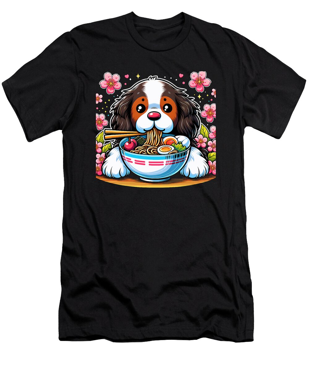 1 Kawaii English Springer Spaniel Dog Eating Ramen Zyneu Gangd T-Shirt