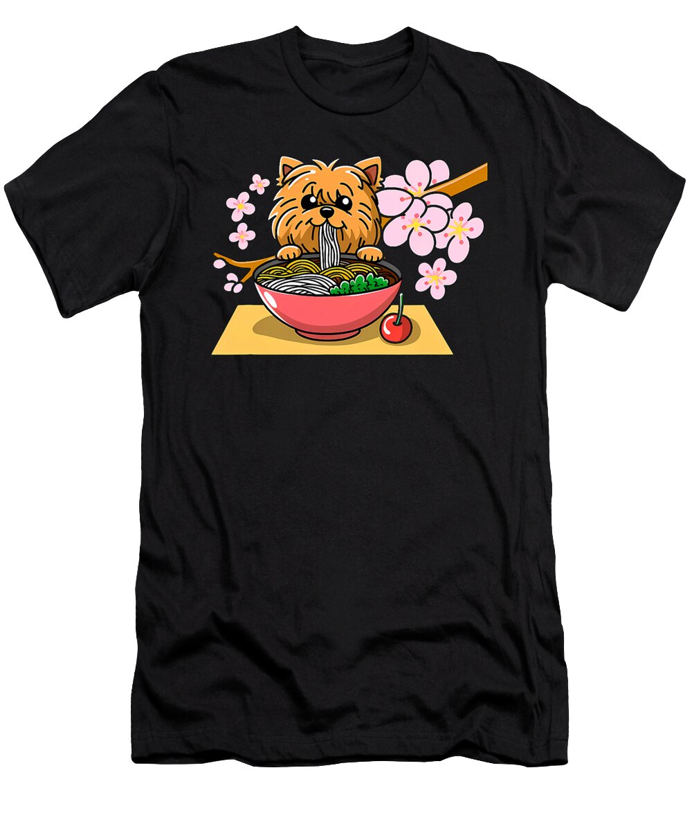 1 Kawaii Yorkshire Terrier Dog Eating Ramen Zyneu Gangd T-Shirt