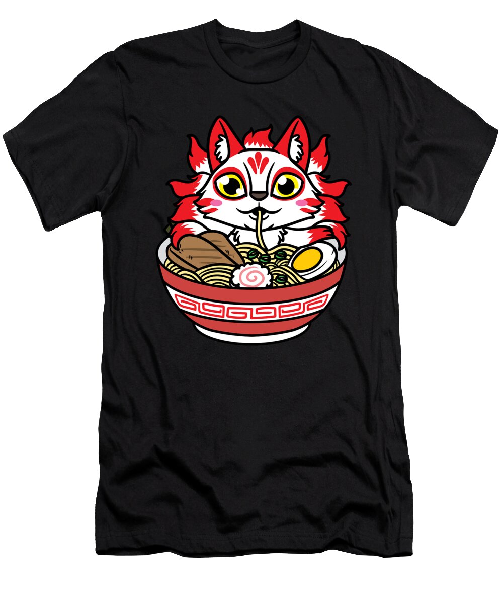 1 Kitsune Eating Ramen Noodles Anime Zimstarus T-Shirt