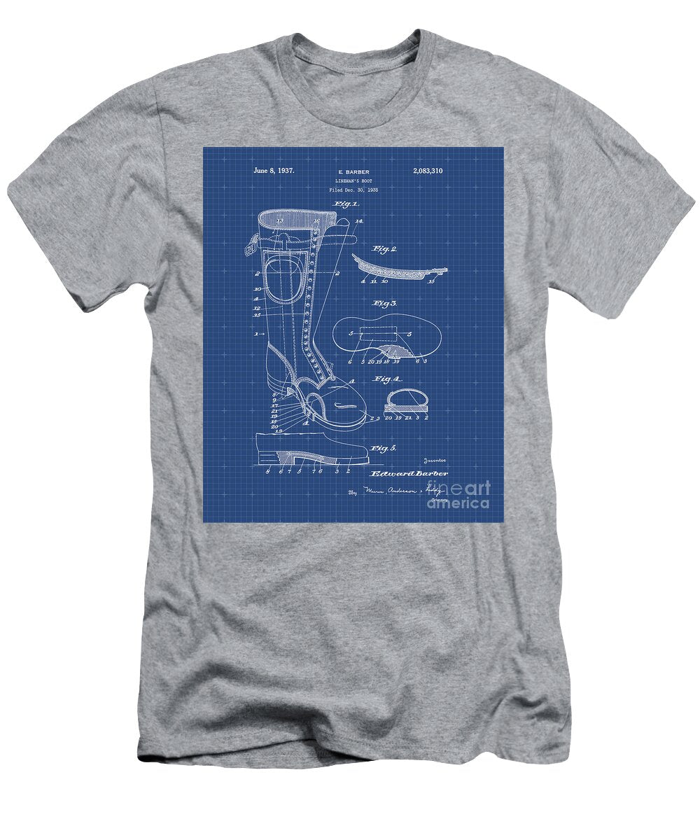 1 Linemans Boot Patent Print Visual Design T-Shirt
