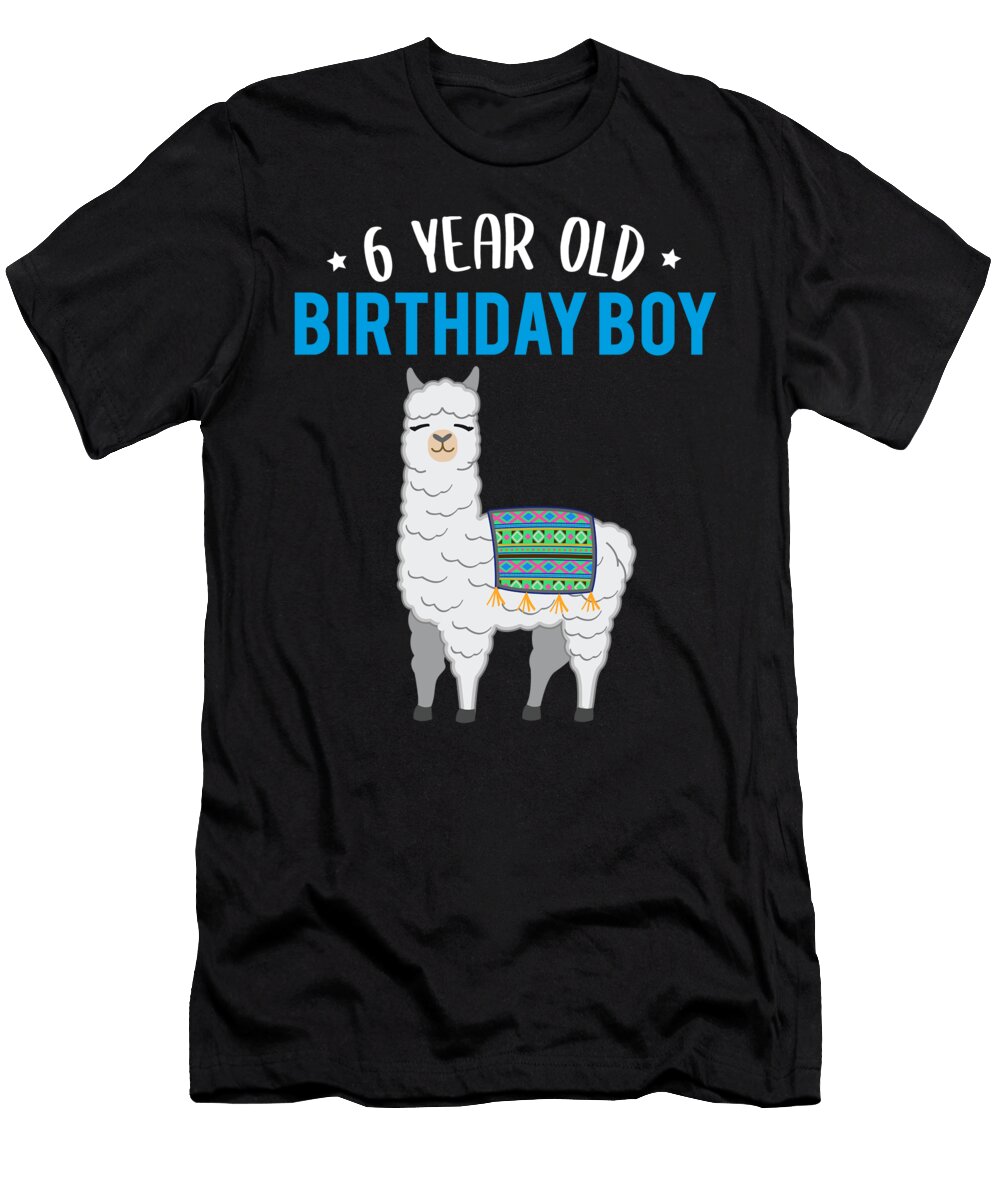 1 Llama Alpaca 6 Year Birthday Boy Gift John Romeo T-Shirt