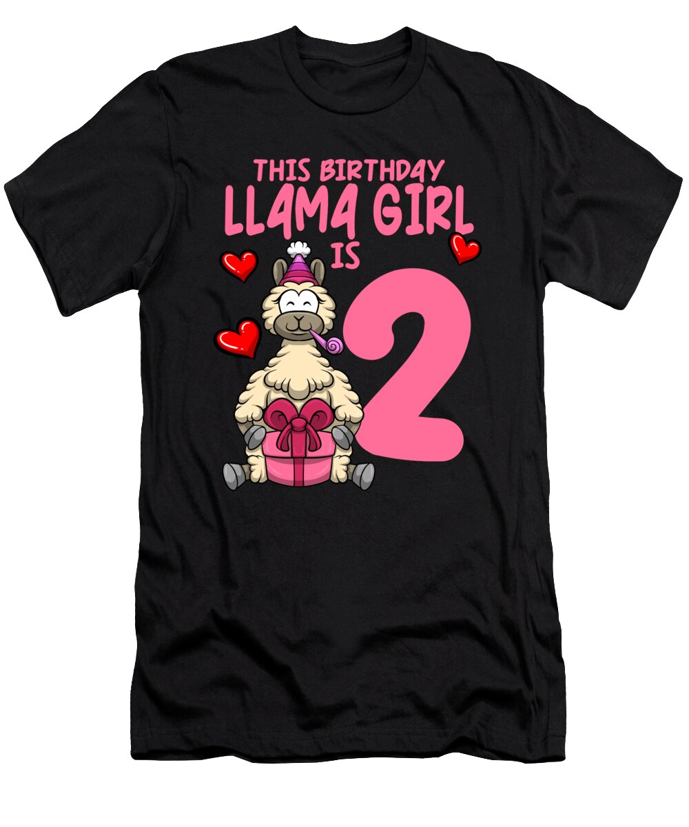 1 Llama Birthday 2nd Birthday Party Alpaca Girl Colorfulsnow T-Shirt