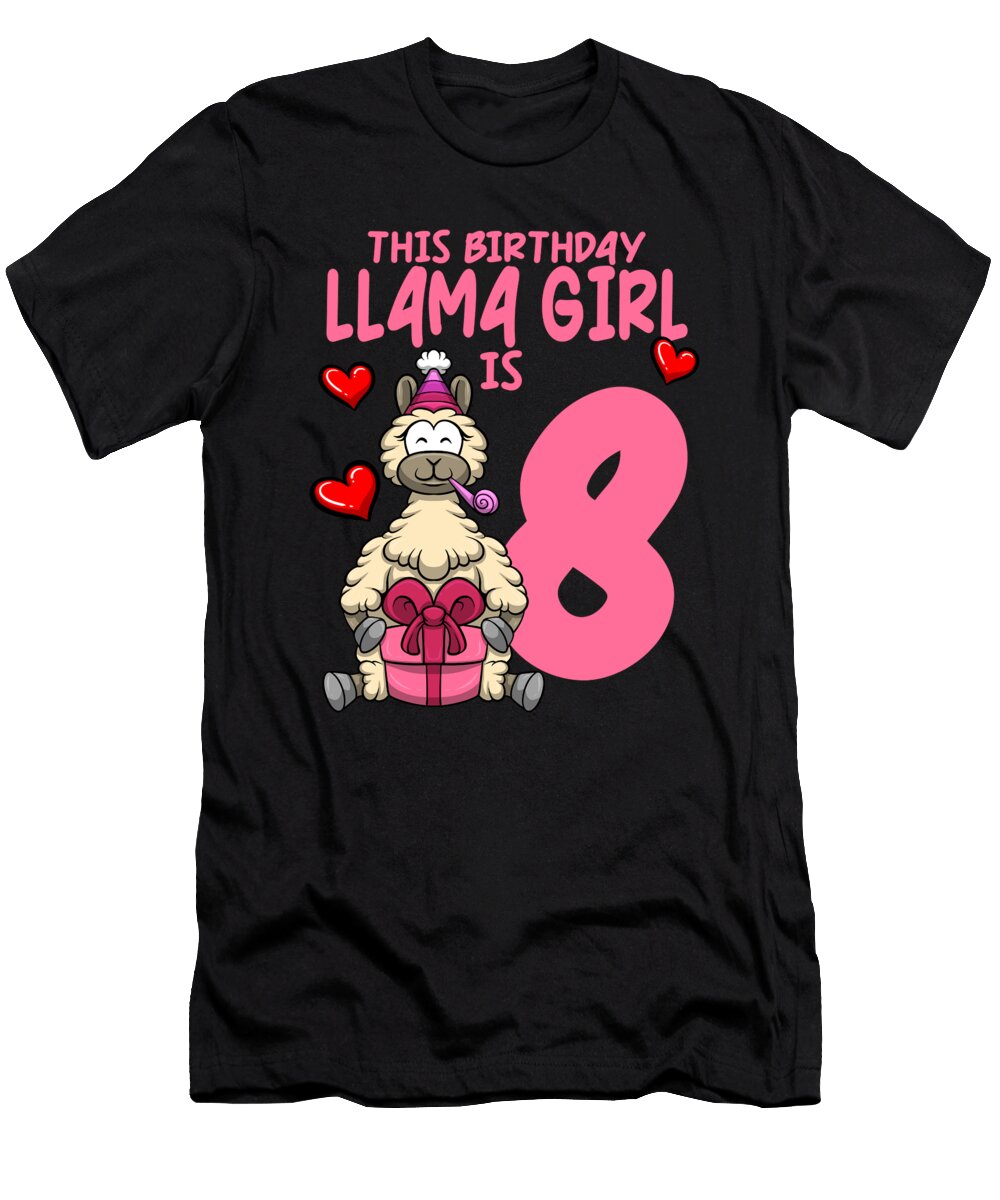 1 Llama Birthday 8th Birthday Party Alpaca Girl Colorfulsnow T-Shirt
