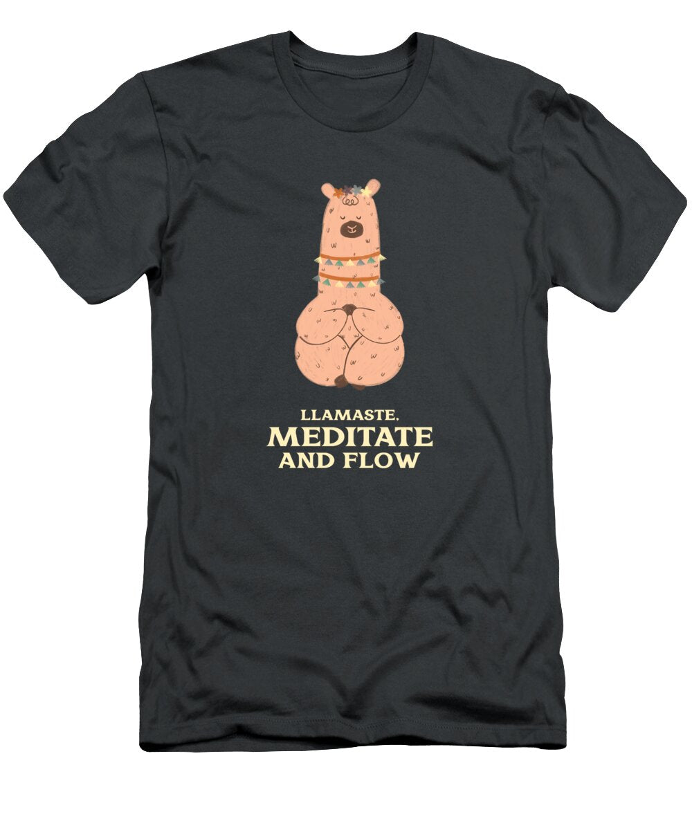 1 Llamaste Meditate and Flow Llama Doing Yoga David Sechovicz T-Shirt