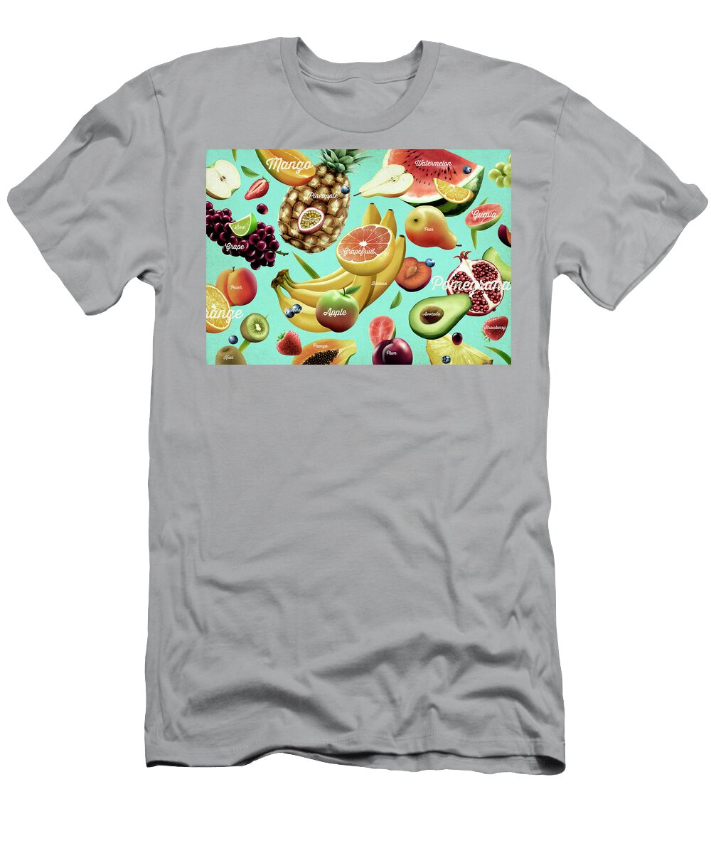 1 Lots of Different Fresh Fruit Falling Ikon Ikon Images T-Shirt