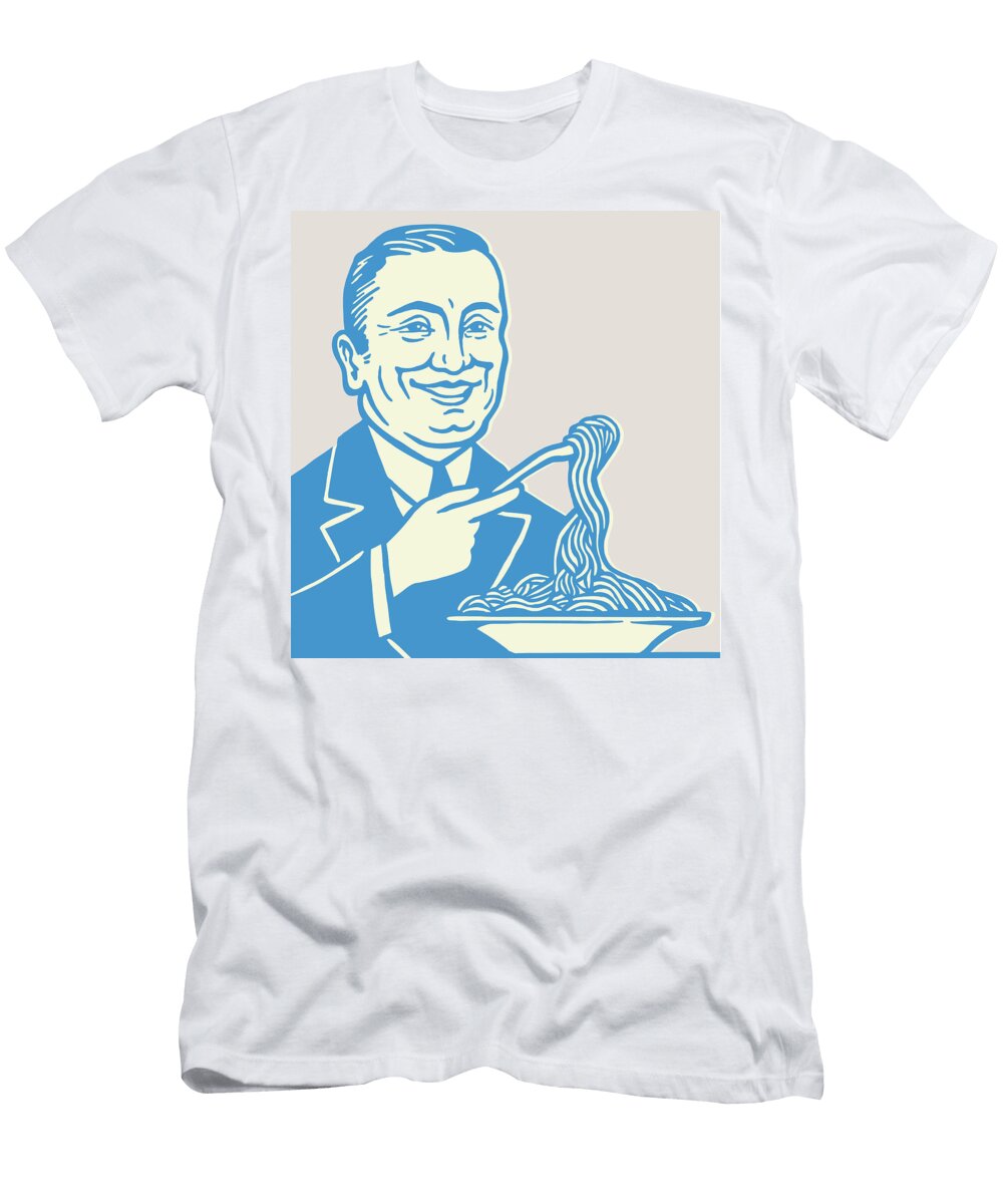 1 Man Eating Spaghetti Csa Images T-Shirt