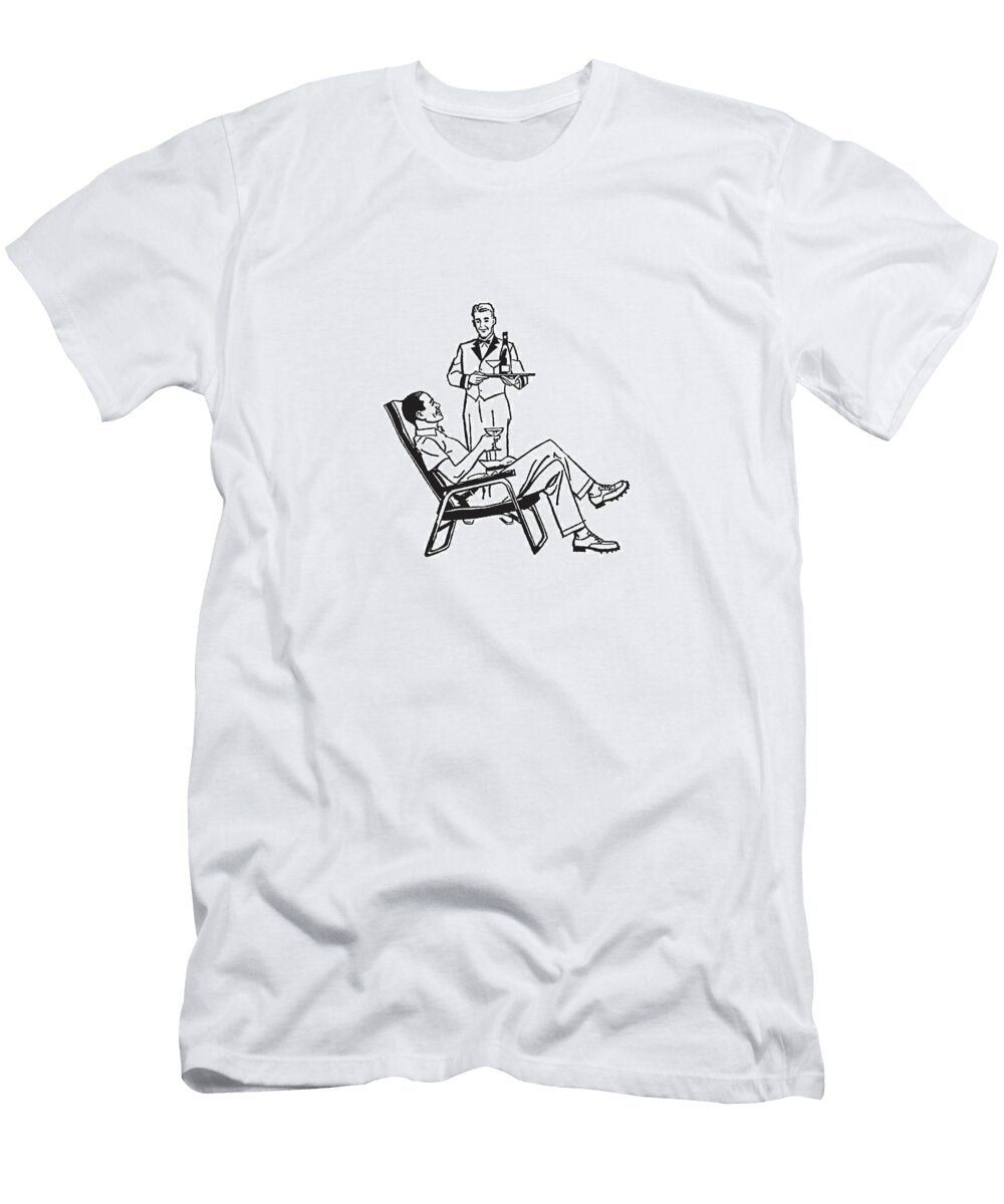 1 Man Getting Cocktail Service While in Lawn Chair Csa Images T-Shirt