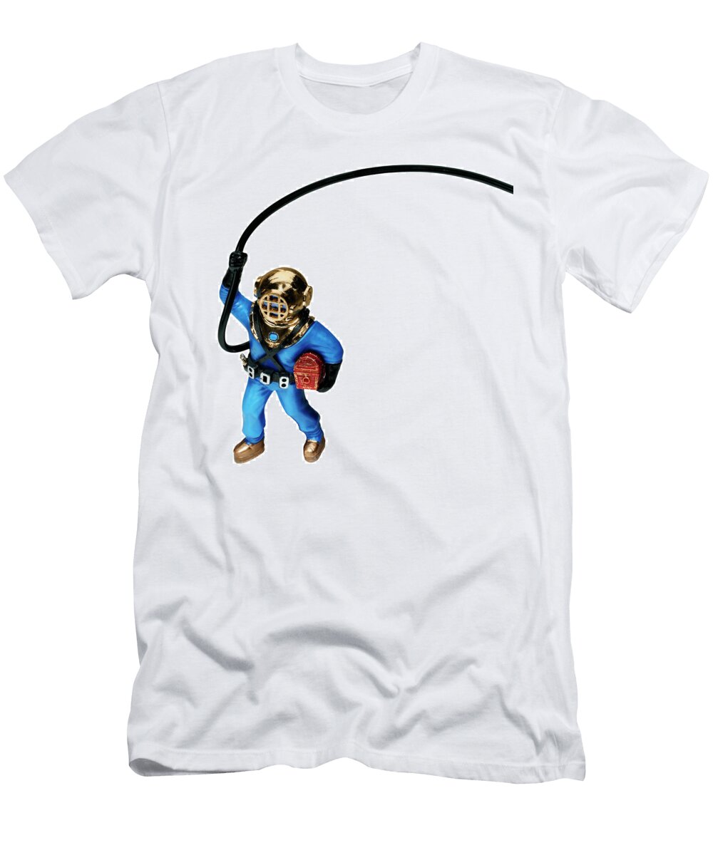 1 Man in Diving Helmet Holding Treasure Csa Images T-Shirt