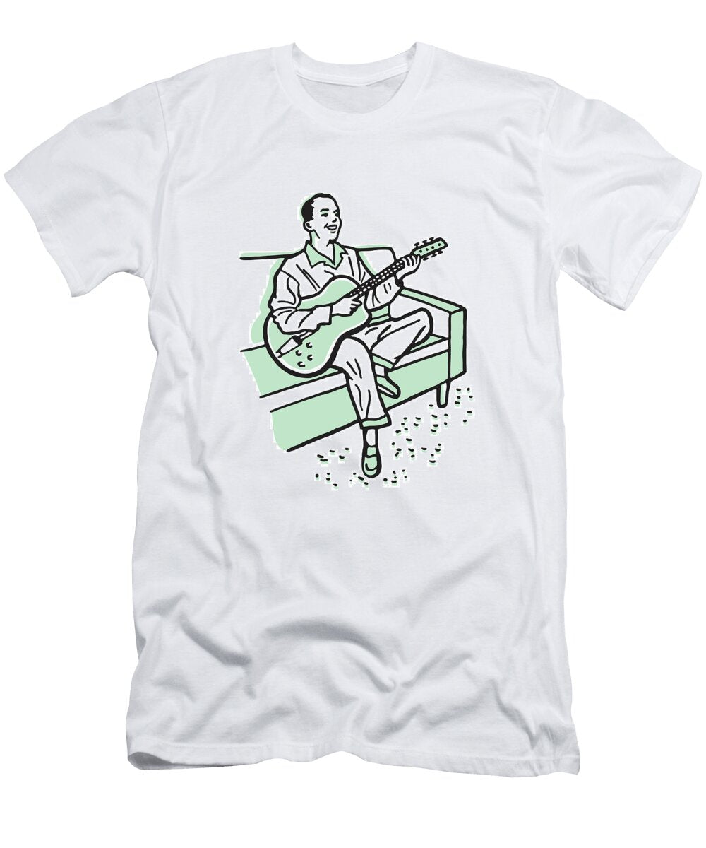 1 Man Playing Guitar on Couch Csa Images T-Shirt