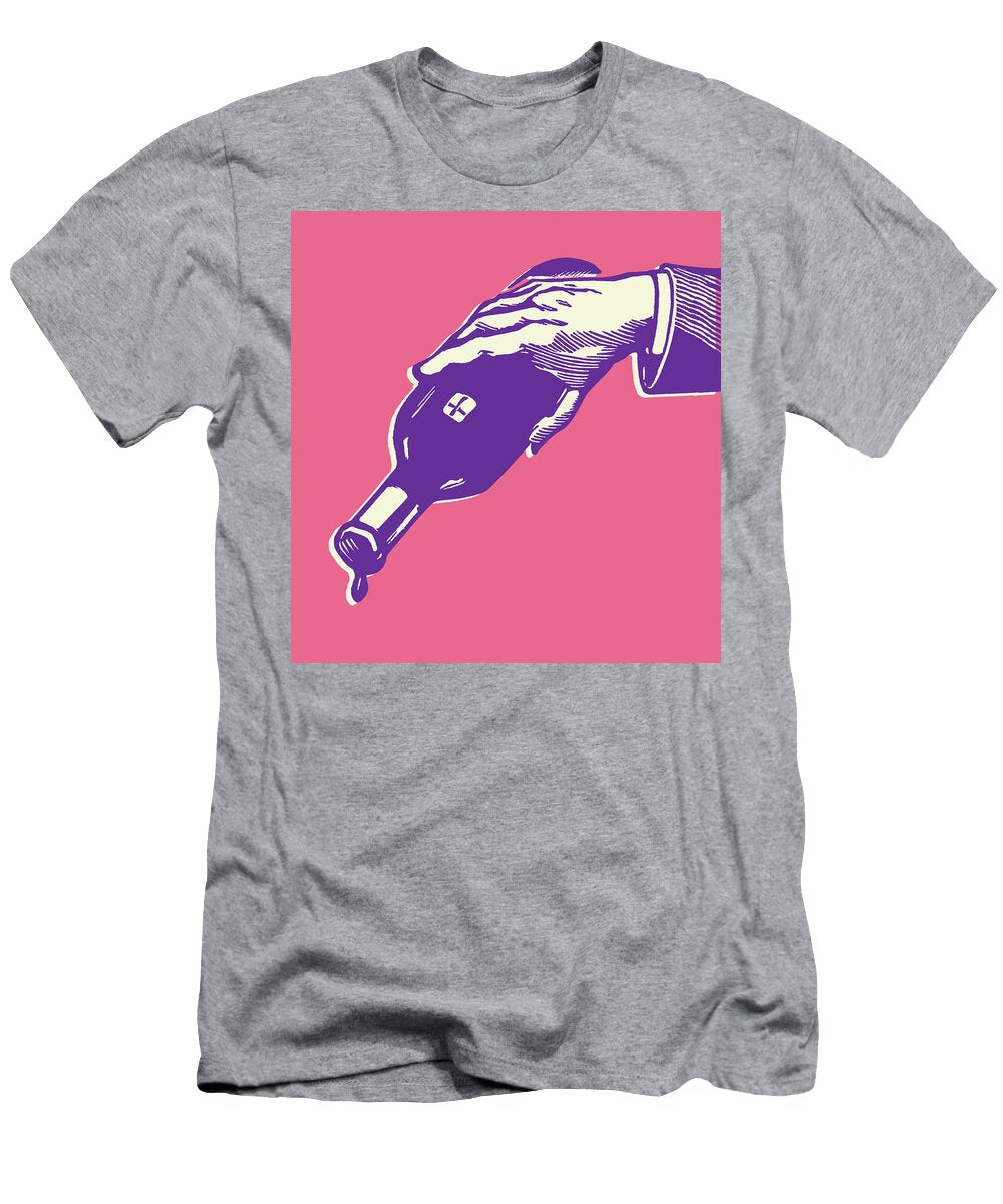 1 Man Pouring Last Drops of Wine From Bottle Csa Images T-Shirt
