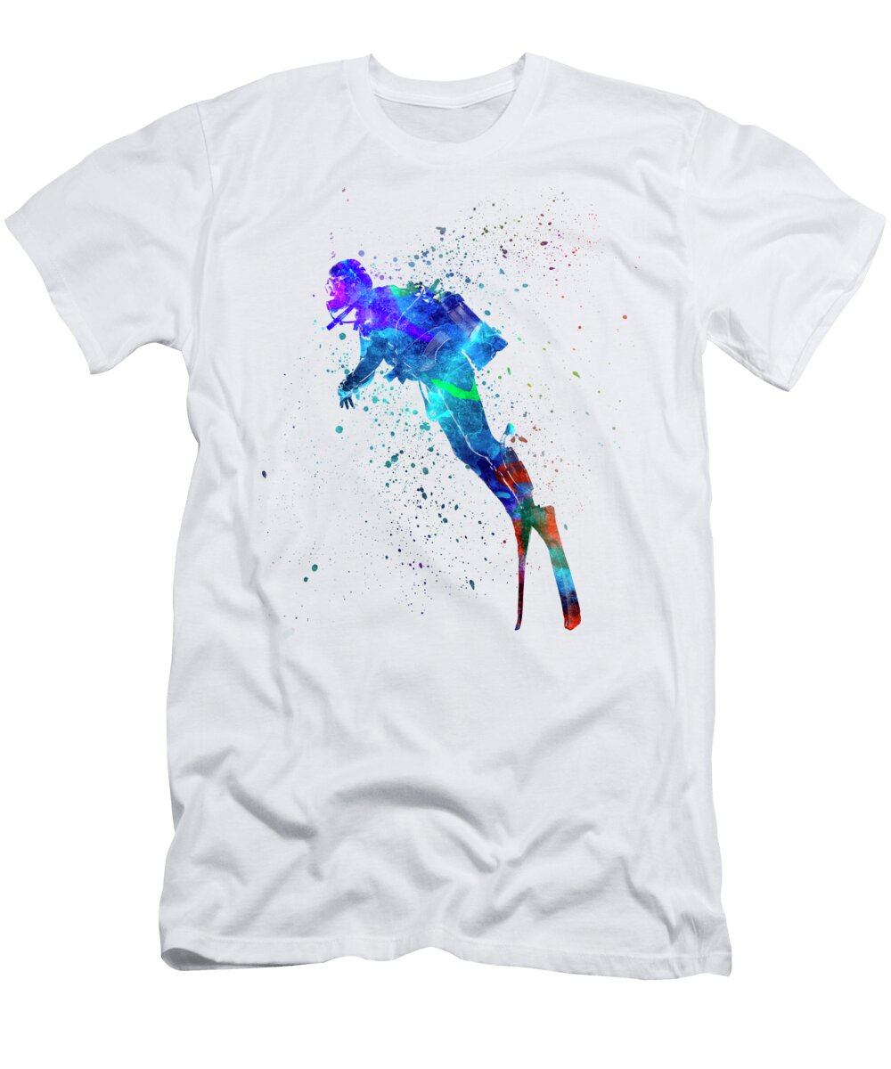 1 Man Scuba Diver in Watercolor Cristina Romero T-Shirt