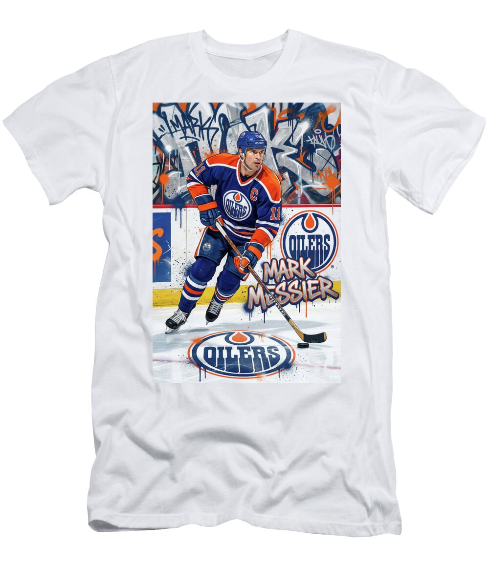 1 Mark Messier Graffiti Poster Hockey Player NHL Sampadart Gallery T-Shirt