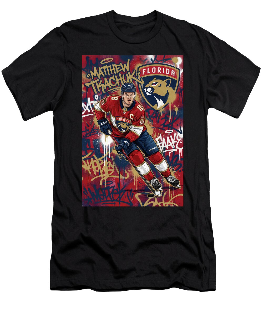 1 Matthew Tkachuk Graffiti Poster Hockey Player NHL Sampadart Gallery T-Shirt