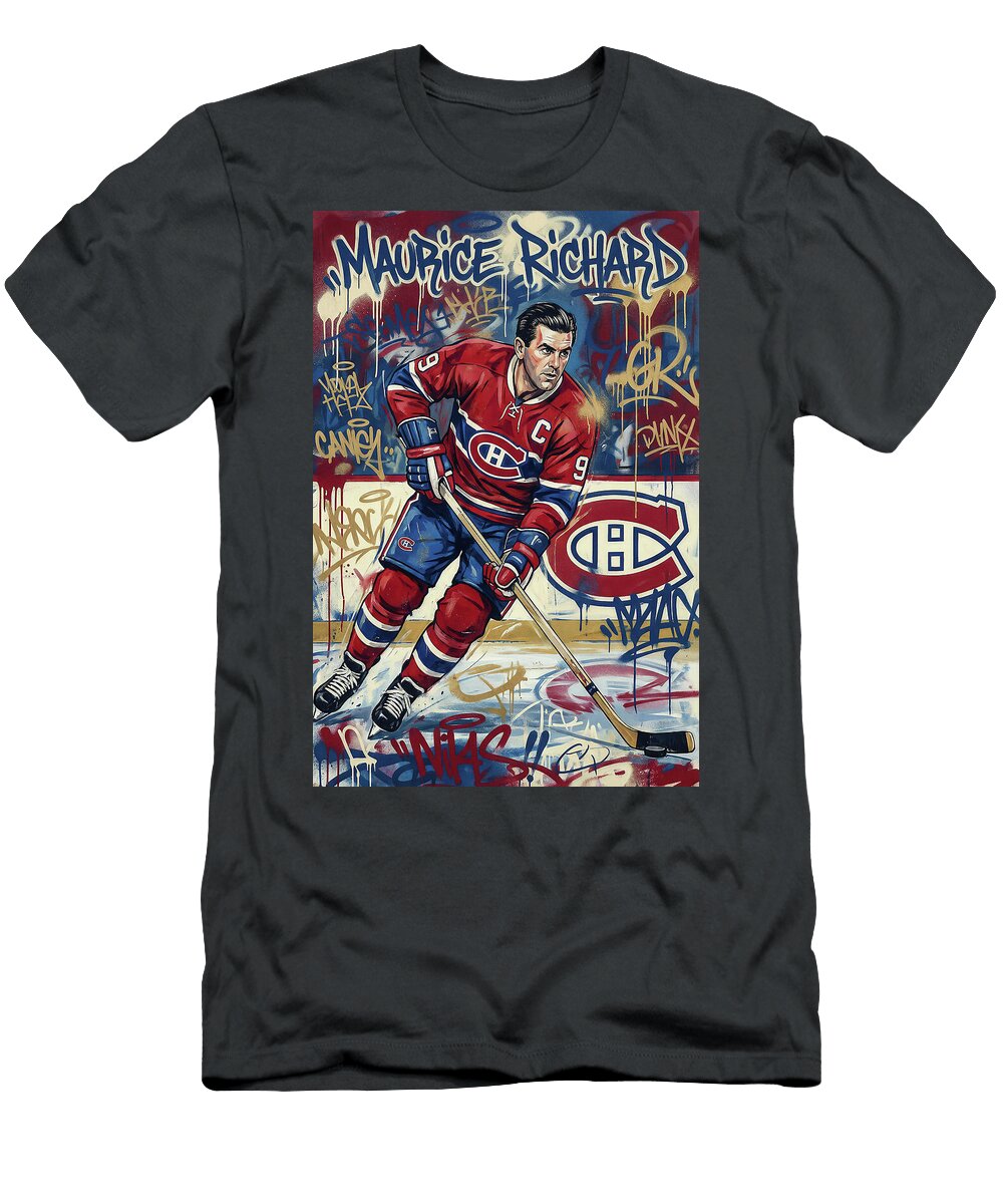 1 Maurice Richard Graffiti Poster Hockey Player NHL Sampadart Gallery T-Shirt