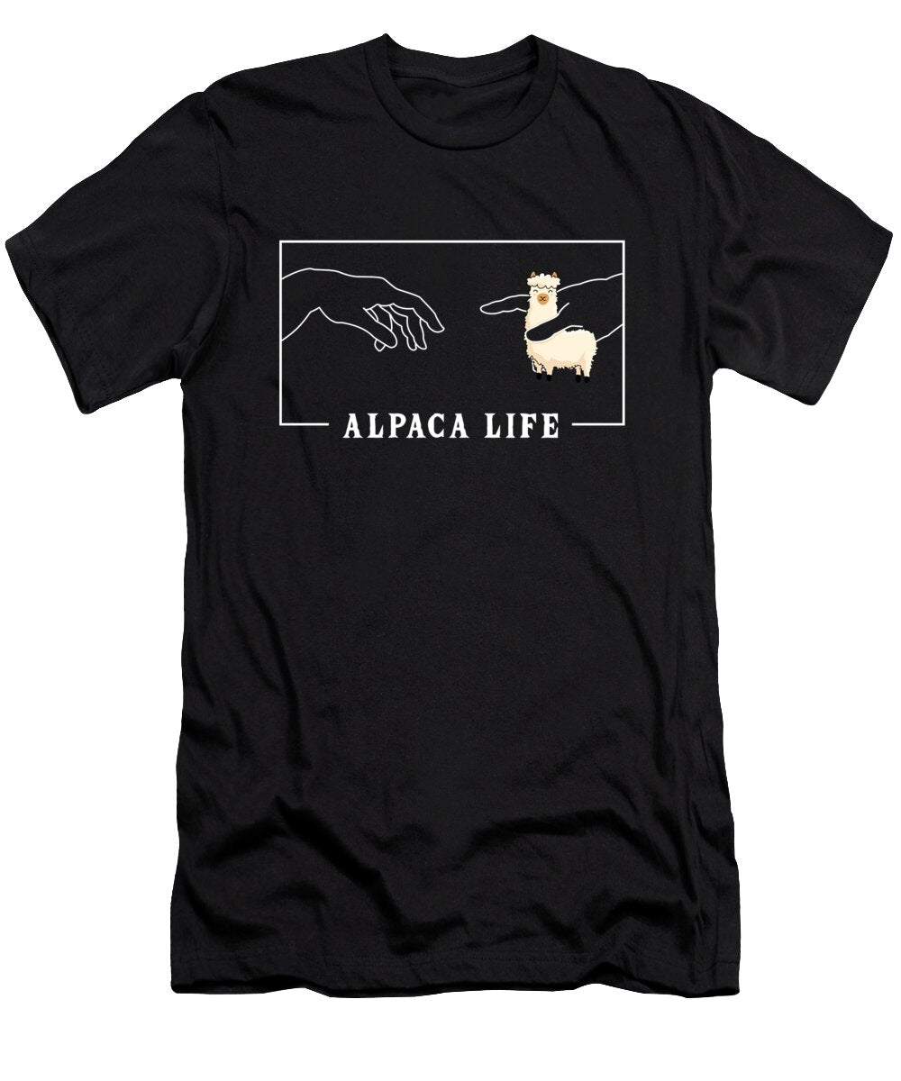 1 Michelangelo Creation of Adam Alpaca Guanaco Llama Alpaca Graphics Lab T-Shirt