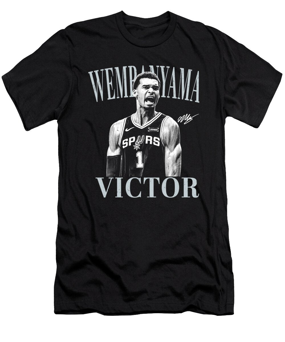 1 Monochrome Basketball Player Portrait in Modern Minimalist Sports Poster Style Gerald James T-Shirt