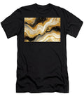 1 Monocolor Alcohol Ink Marbling Raster Background Liquid Waves and Stains Black and Gold Abstract Fluid Art Acrylic and Oil Paint Flow Monochrome Contemporary Backdrop Black Marble with Golden Vein N Akkash T-Shirt