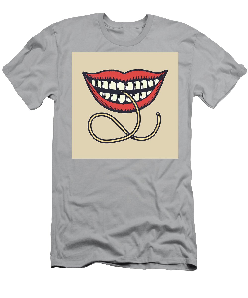 1 Mouth Eating Spaghetti Csa Images T-Shirt