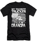 1 My Favorite Trucker Calls Me Grandpa American Flag Dhbubble T-Shirt