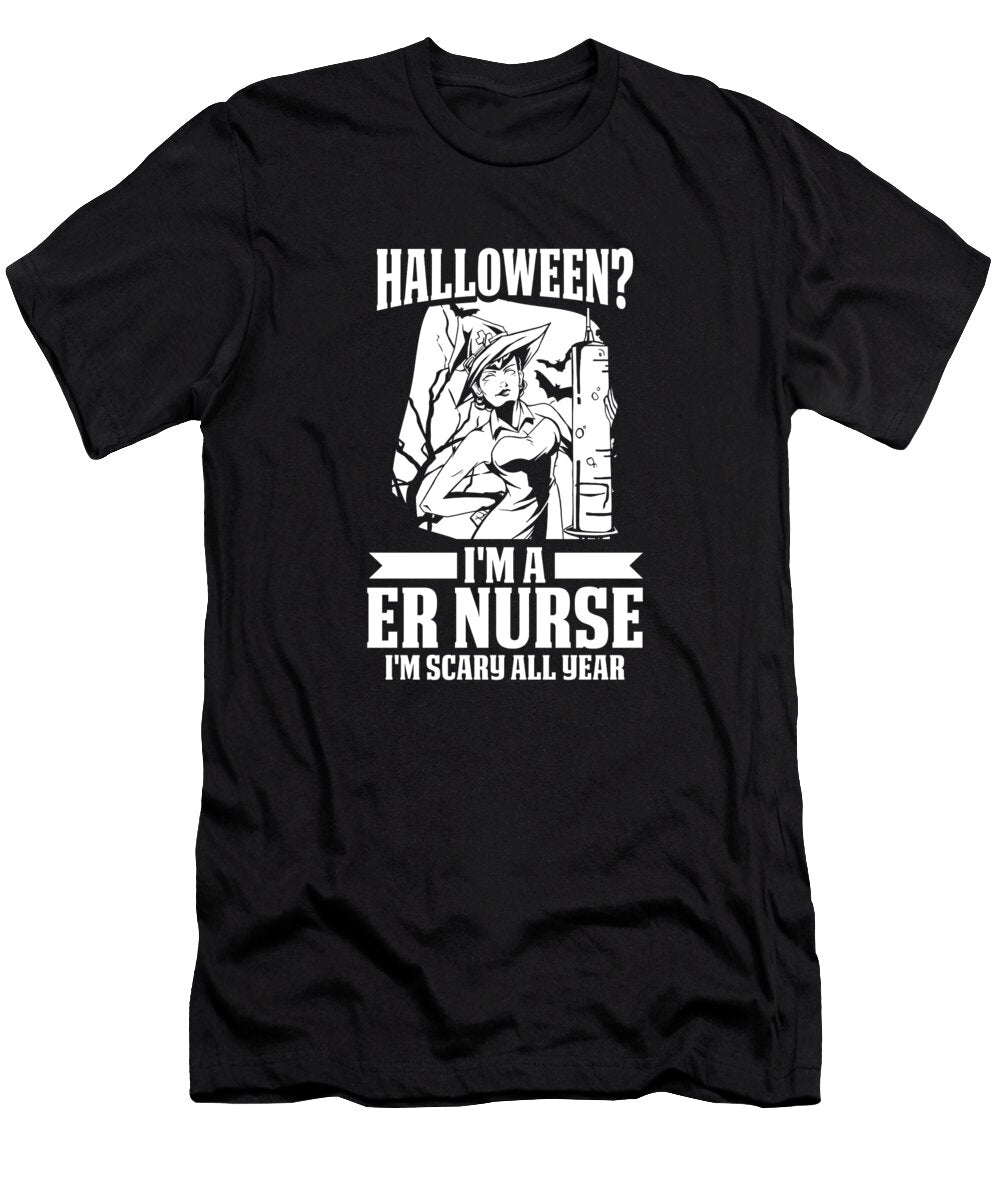 1 Nursing Halloween Hospital Caretaker Emergency Nurse Crazy Squirrel T-Shirt