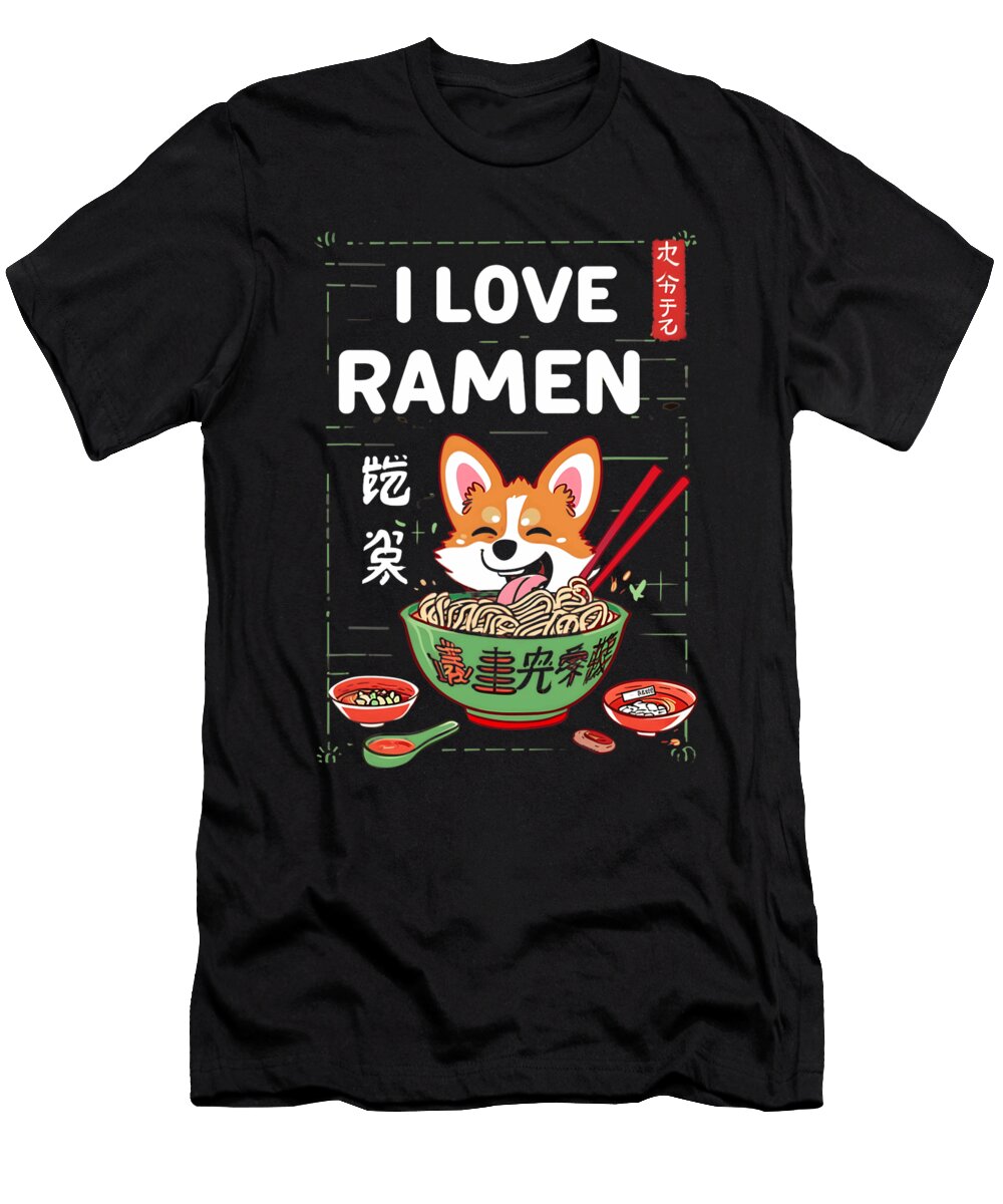 1 Otaku Anime Kawaii I Love Ramen Noodles Corgi Zyneu Gangd T-Shirt
