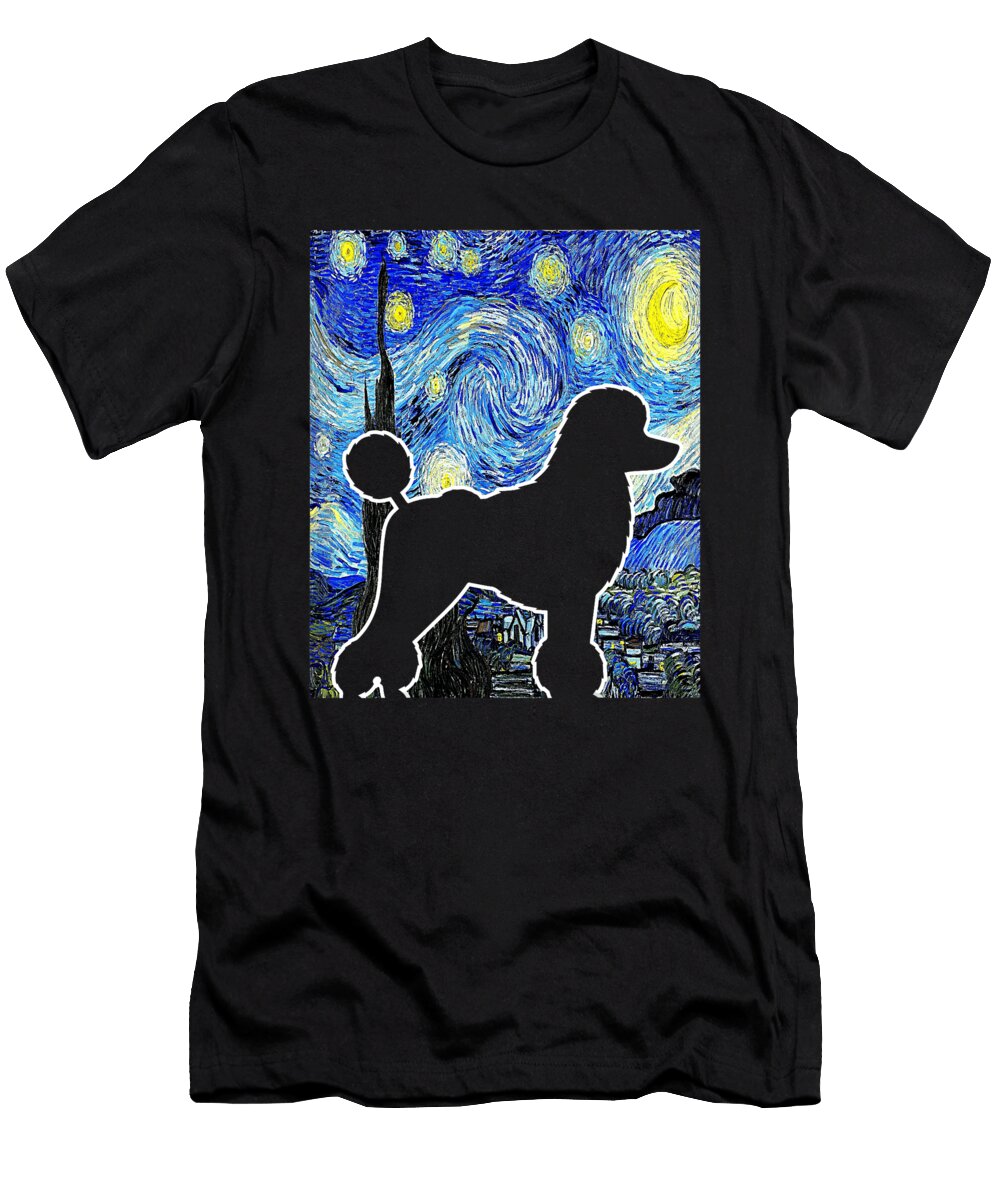 1 Poodle Starry Night Dog Lover Van Gogh Poodle Zyneu Gangd T-Shirt