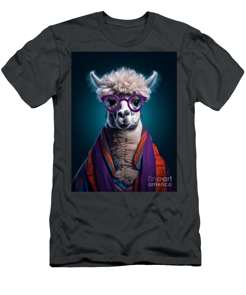 1 Portrait of Alpaca Surreal Cinematic Minimalist By Asar Studios Celestial Images T-Shirt