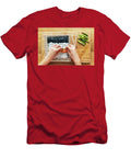 1 Preparing Sushi Salmon Avocado Rice and Chopsticks on Wooden Table Michal Bednarek T-Shirt