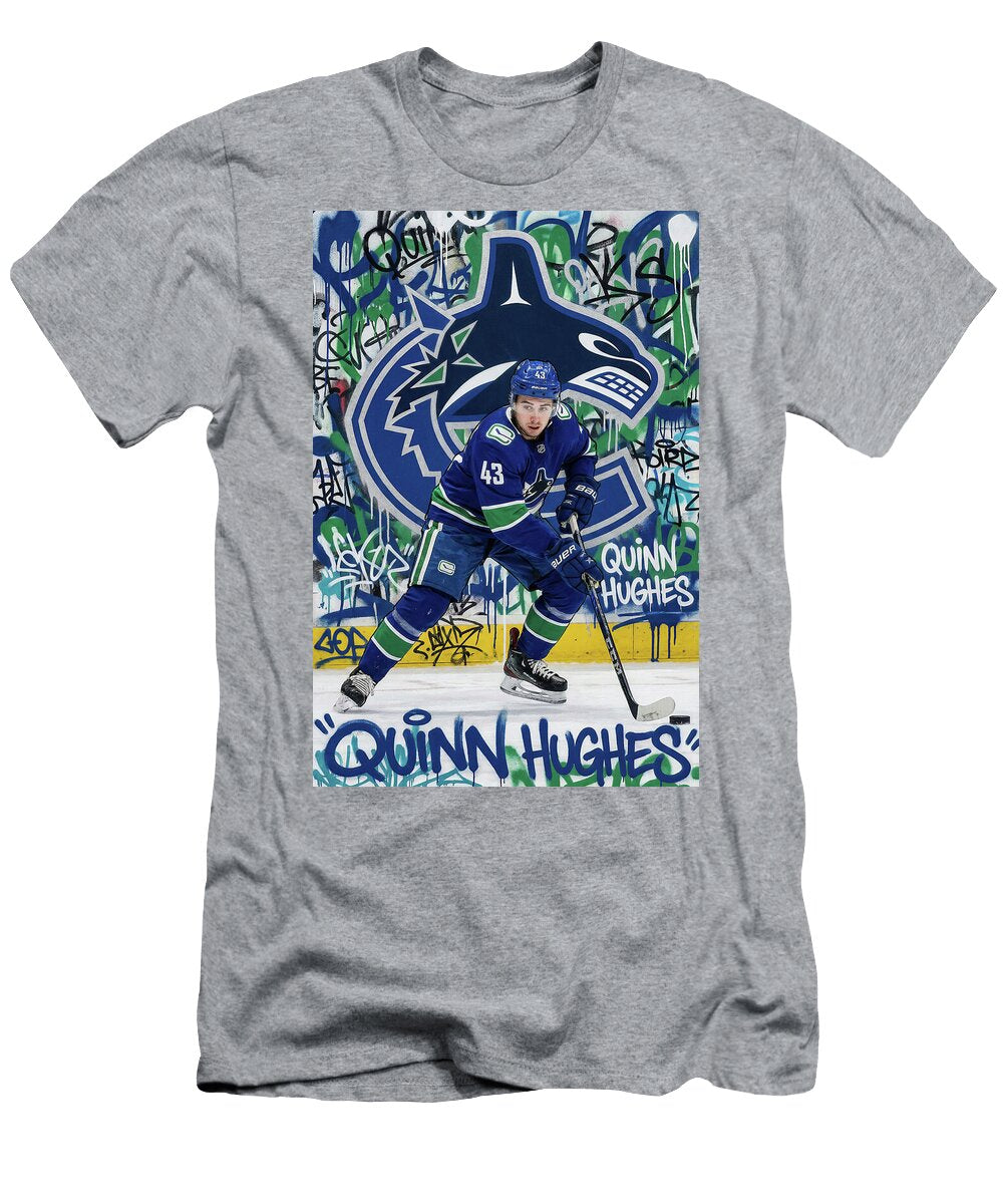1 Quinn Hughes Graffiti Poster Hockey Player NHL Sampadart Gallery T-Shirt