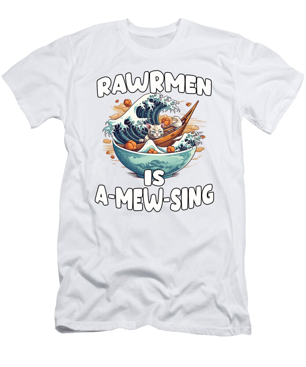 1 Ramen and Kanagawa Wave for Cat Fans Otakus Benjamin Burkert T-Shirt