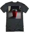 1 Red Glossy Coffee Cup with Black Lid on Studio Background Modern Drinkware Talha Khan T-Shirt