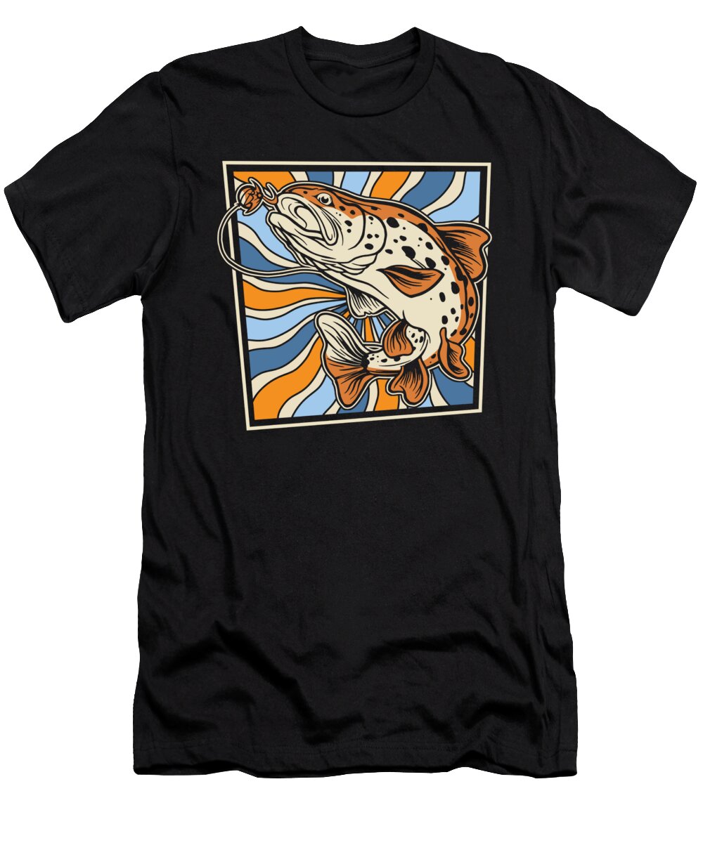 1 Retro Fisherman Angling Angler Vintage Fishing Crazy Squirrel T-Shirt