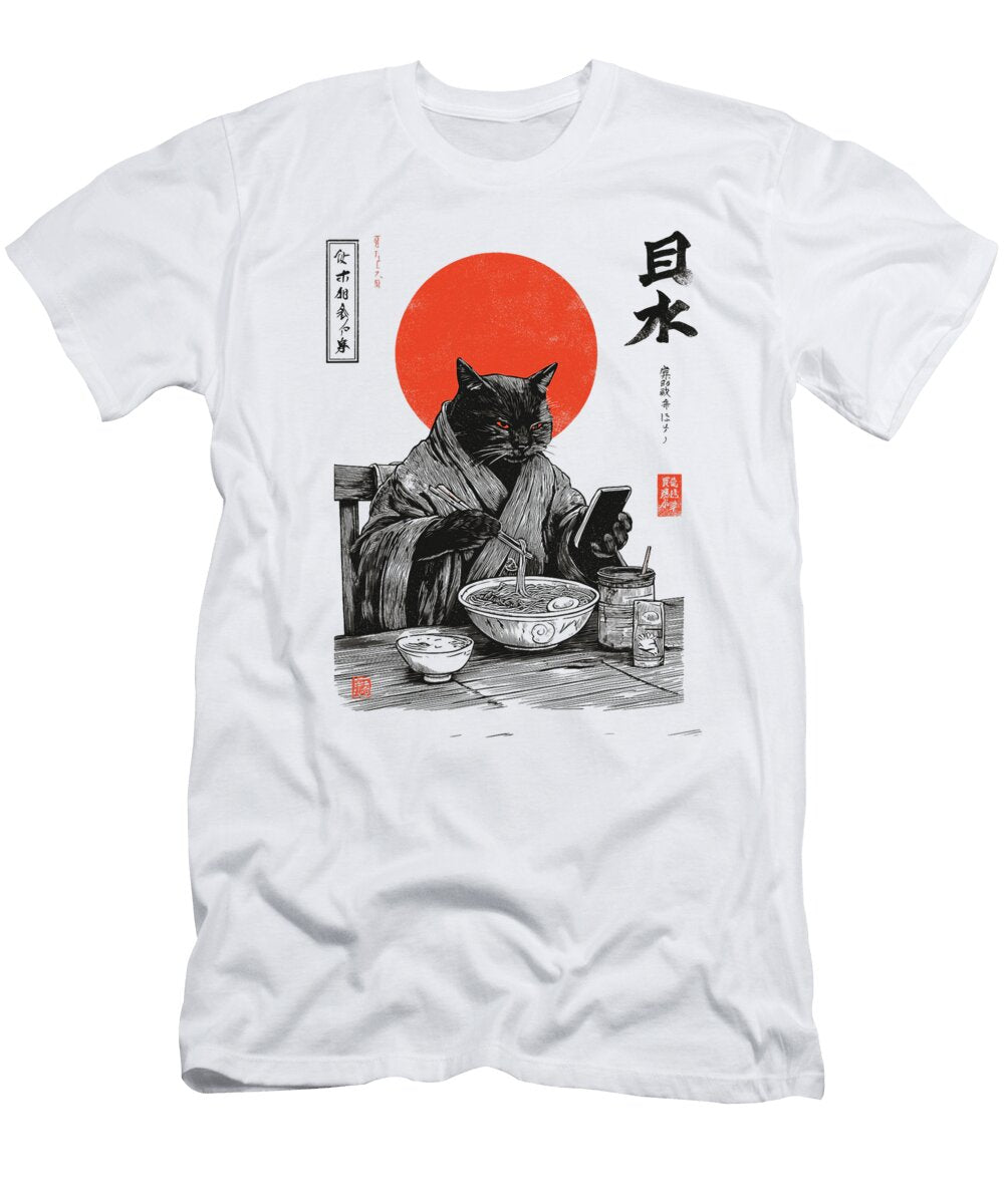 1 Samurai Cat Eat Ramen Scroll Phone Japanese Food Zyneu Gangd T-Shirt
