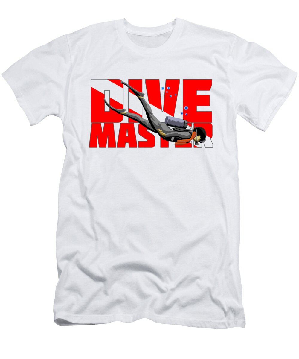 1 Scuba Dive Master Diver Down Flag Macdonald Creative Studios T-Shirt