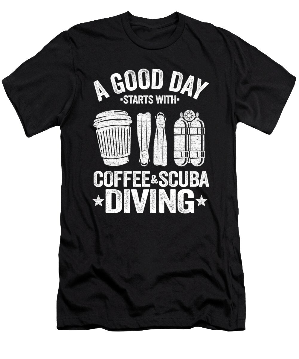 1 Scuba Diving Coffee Quotes Funny Diver Down Flag Lisa Stronzi T-Shirt