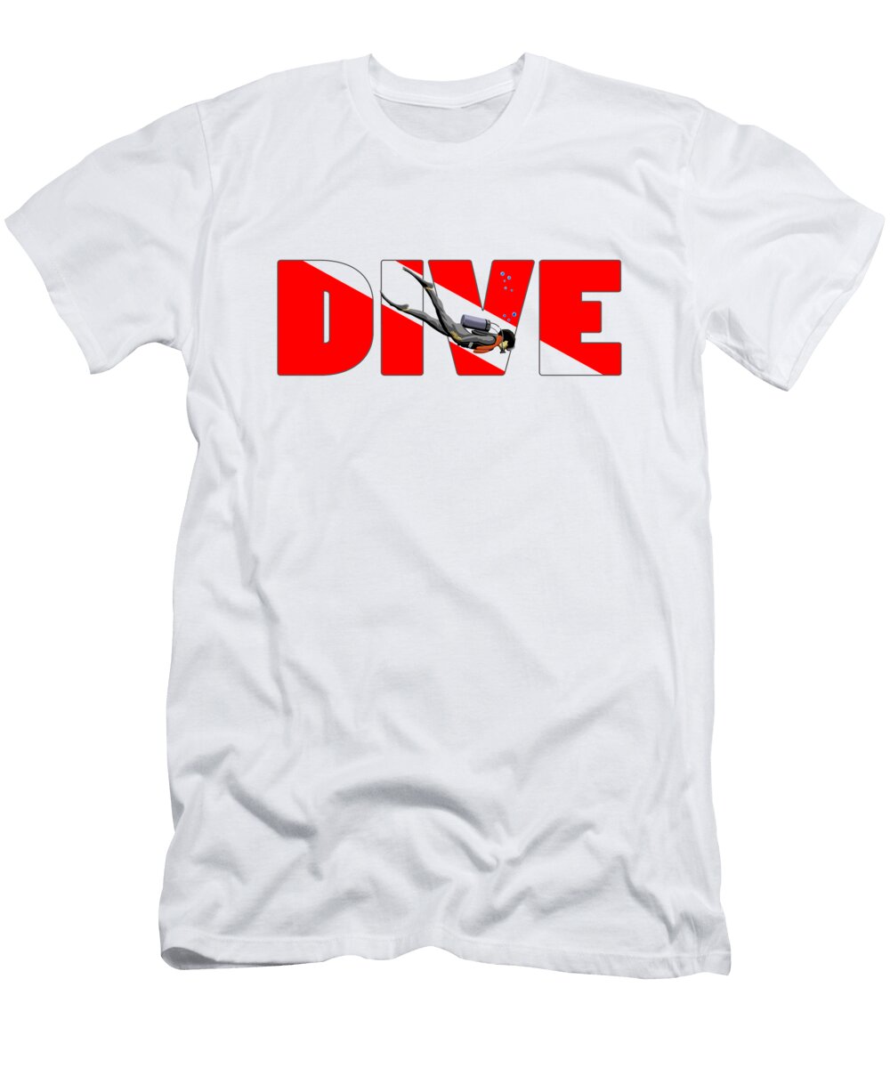 1 Scuba Diving Diver Down Flag Macdonald Creative Studios T-Shirt