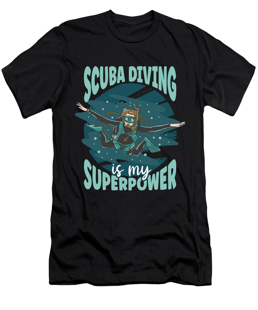 1 Scuba Diving Is My Superpower Vintage Diver Dive Ocean Life Grover Mcclure T-Shirt