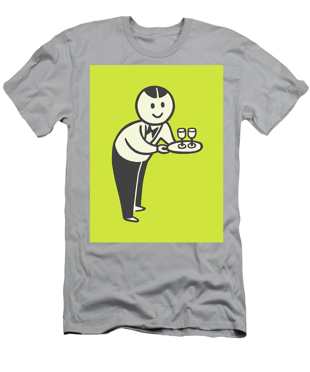 1 Server Holding a Tray with Two Drinks Csa Images T-Shirt