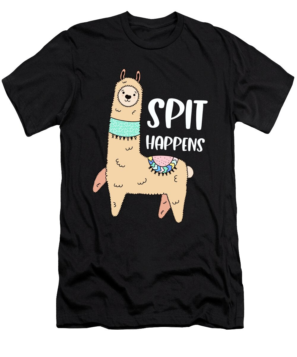 1 Spit Happens Funny Llama Quote with Cute Llama Licensed Art T-Shirt