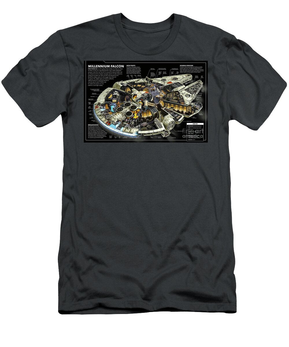 1 Star Wars Millennium Falkon Ship Cutaway Vladislav Shapovalenko T-Shirt