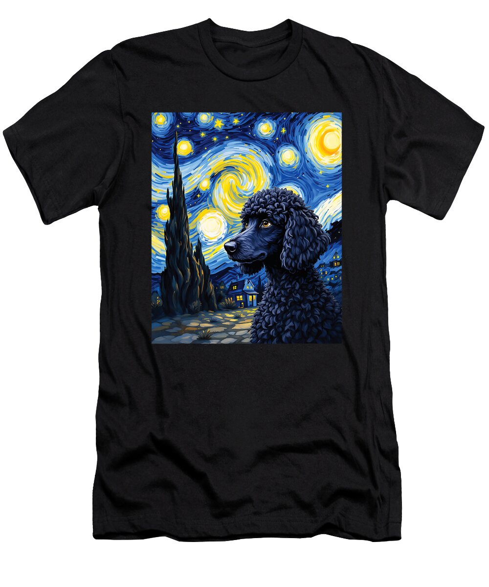 1 Starry Night with Poodle Studi Alex T-Shirt