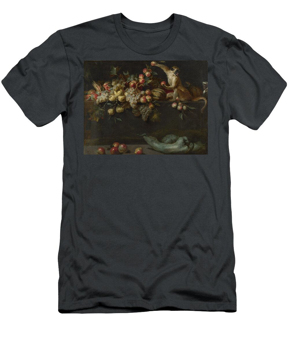 1 Still Life of Fruit and Vegetables with Two Monkeys Jan Roos T-Shirt