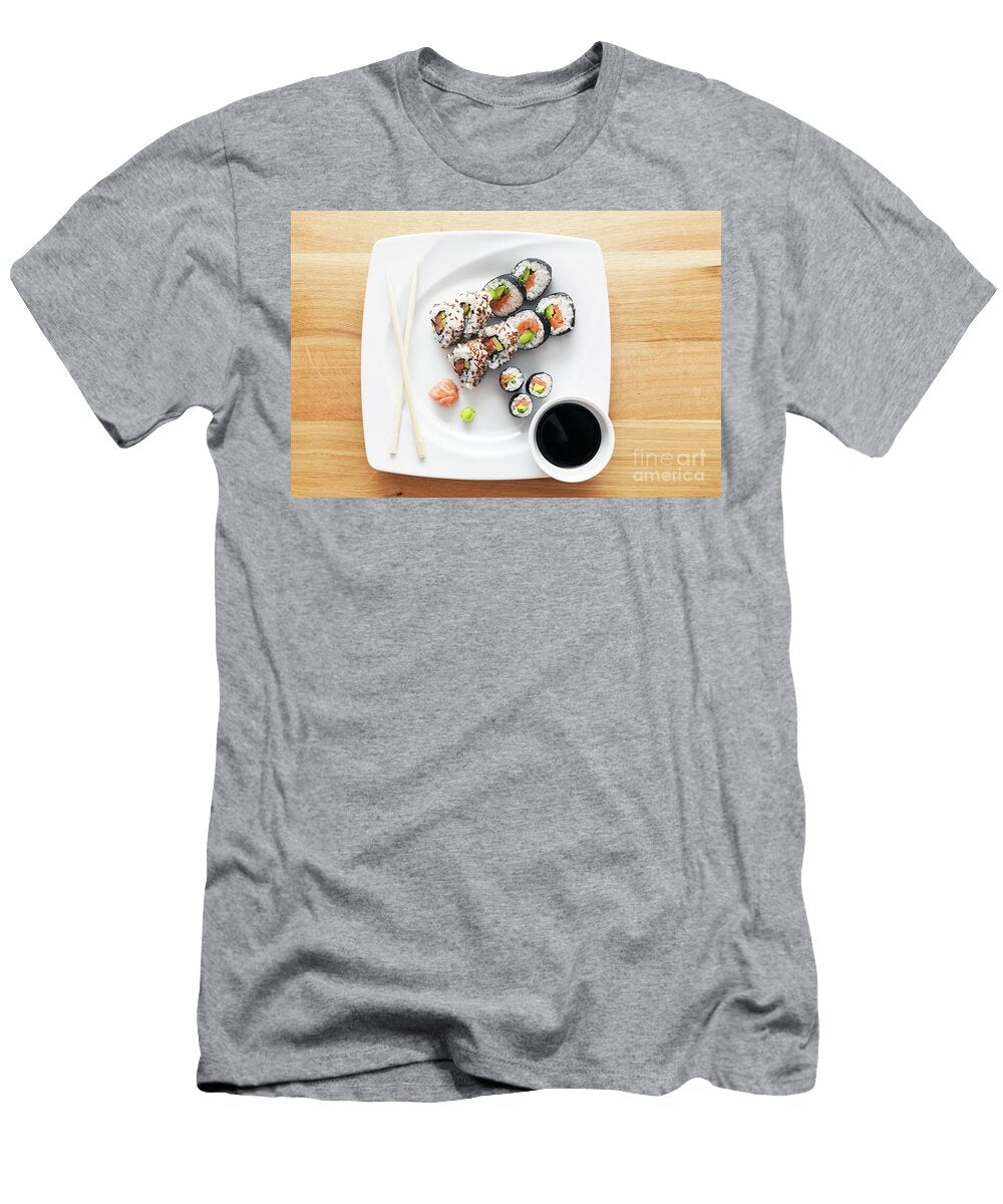1 Sushi with Salmon Avocado Rice in Seaweed Served with Wasabi and Ginger Michal Bednarek T-Shirt